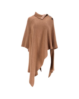Chloé gebreide cape met knoopjes in bruine wol