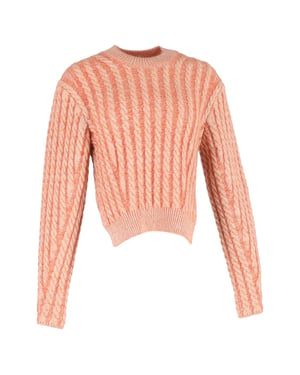 Chloe Chunky Knit Sweater in Coral Virgin Wool