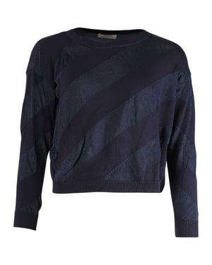 Sandro gestreepte trui in marineblauw polyester