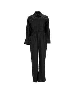 Saint Laurent Jumpsuit med långa ärmar och bälte i svart bomull