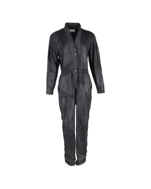 Isabel Marant Junna jumpsuit met lange mouwen in zwart imitatieleer