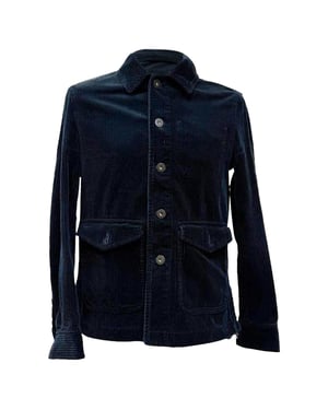 Meneer P. enkelvoudige jas met knoopsluiting in zwart corduroy.