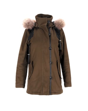 Maje Gove parka van imitatiebont in olijfgroen polyester