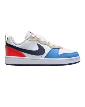 Nike Borough Low Recraft leren platte sneakers voor kinderen (Wit/blauw/rood)