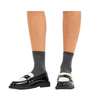 Steve Madden Pennyloafers för kvinnor med nitar och blockklack för festliga tillfällen (Coco/Svart)