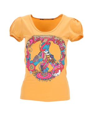 Love Moschino T-shirt met grafische print en pofmouwen in geel katoen