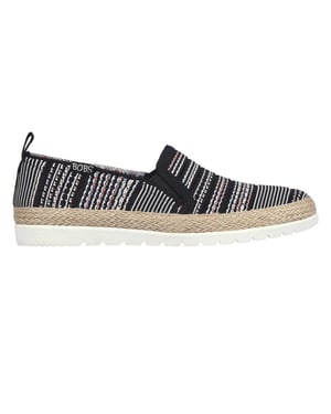 Skechers Espadrilles voor dames met dubbele elastische inzet en geweven bovenwerk, zonder veters (Zwart)