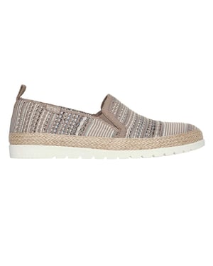 Skechers Espadrilles voor dames met dubbele elastische inzet en geweven bovenwerk, zonder veters (Veelkleurig)