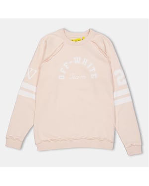 Girls Off White Raglan Long Sleeve Logo Print Sweatshirt in Pink/White