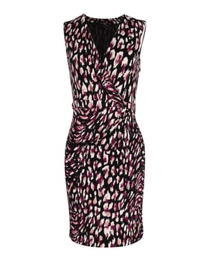 Gucci jurk met print en overslag aan de voorkant, gemaakt van veelkleurige viscose.