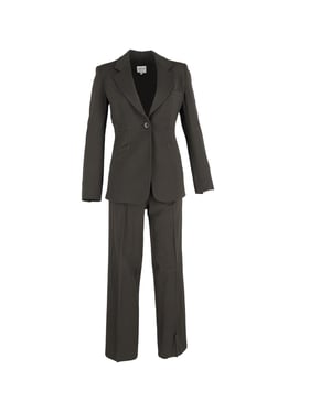Armani Collezioni blazer en broekpak met enkele rij knopen in olijfgroen polyester