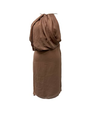 Acne Studios – Draperad miniklänning med halterneck i brunt triacetat