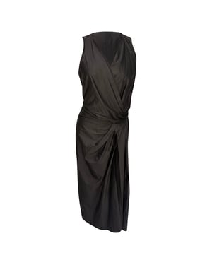 Rick Owens mouwloze midi-jurk met plooien in zwart katoen