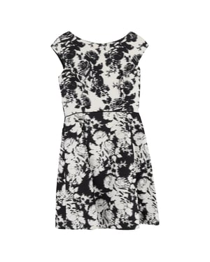 Mini-jurk met bloemenprint van Oscar De La Renta in zwart-wit katoen.