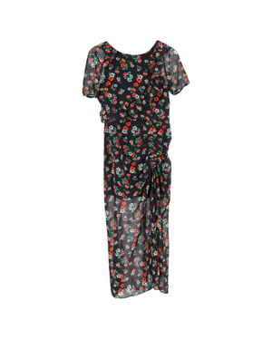 Maje Rancho midi-jurk met ruches en bloemenprint in veelkleurige chiffon
