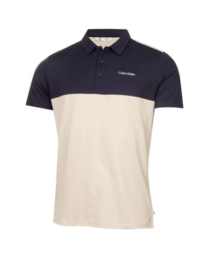Calvin Klein Polo-tröja för män med krage och broderi (Havremjölk/Marinblå)