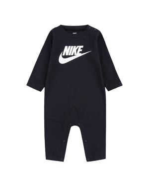 Girls Nike Crew Neck Long Sleeve Logo Print Romper in Black