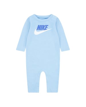 Girls Nike Crew Neck Long Sleeve Logo Print Romper in Blue