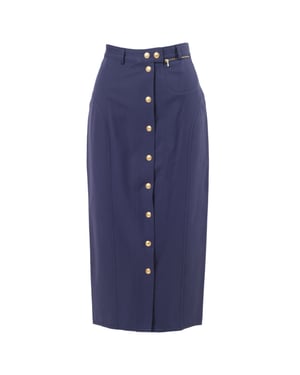 Gucci by Tom Ford Blå kjol med guldknappar fram - 00-tal
