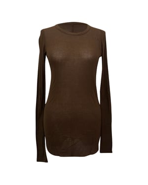 Rick Owens T-shirt met lange mouwen en ribgebreide afwerking in bruine viscose