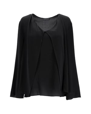 Etro blouse met V-hals en lange mouwen in zwarte viscose