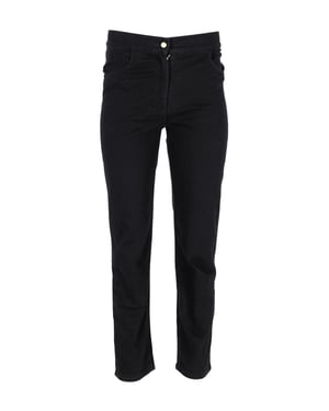 Balmain – Kontrastrandiga Skinny Jeans i Svart Bomull