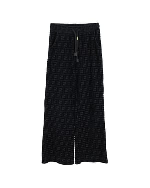 Fendi FF broek met wijde pijpen en trekkoord in zwart fluweel