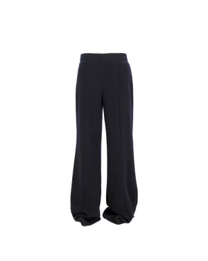 Chloé flared broek met hoge taille in marineblauw kasjmier
