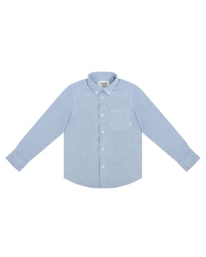 Boys Firetrap Oxford Regular Fit Long Sleeve Shirt in Blue Oxford