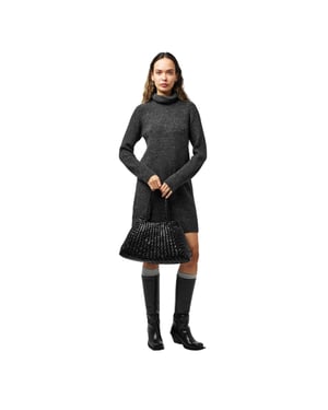 Pieces Turtleneck-trui-jurk voor dames (Donkergrijs gemêleerd gemêleerd)