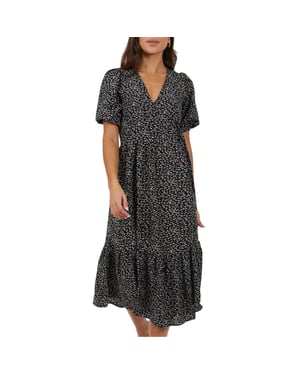 Brave Soul Dames Bloemen Wikkeljurk (Zwart/Wit)