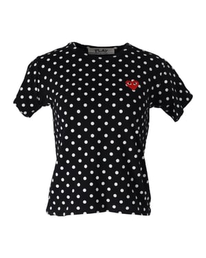 Comme des Garcons PLAY prickig t-shirt med hjärtemblem i svart bomull