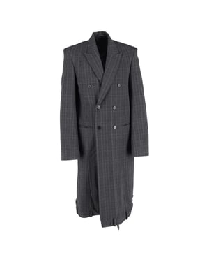 Balenciaga Deconstructed Check Coat in grijze wol
