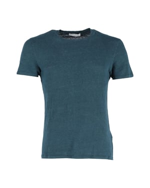 Sandro Paris T-shirt met ronde hals in groen linnen