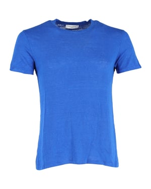 Sandro Paris T-shirt met ronde hals in blauw linnen