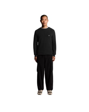 Lyle & Scott Herentrui met geribde mouwen en raglanpas (Zwart ijs)
