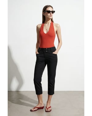 Dames Hoge Taille Wijde Capri Broek