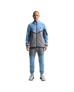 Nike Heren-hoodie met ritssluiting en chevronpatroon (Blauw/Grijs)