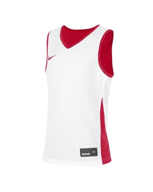 Nike Basketbalshirt voor kinderen met V-hals en zonder mouwen (Wit/Universiteitsrood)
