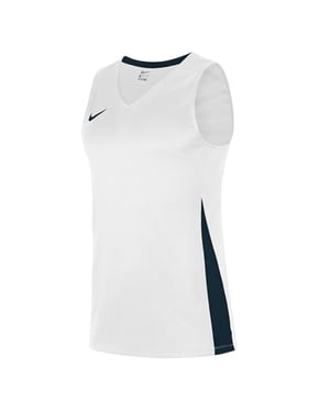 Nike Basketbalshirt voor kinderen met V-hals en zonder mouwen (Wit/Obsidiaanblauw)