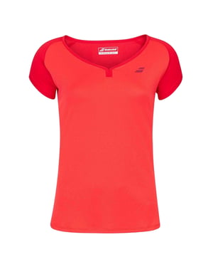 Babolat Meisjes Play Boot Hals T-shirt met Afgeschermde Mouwen (Tomatenrood)