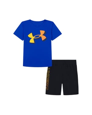 Under Armour Set med T-shirt och shorts med stort märke för pojkar från Boys Tech (Team Royal Blue)