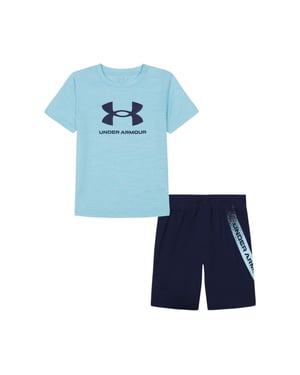 Under Armour Set met T-shirt en korte broek met groot logo voor jongens van Tech (Stream)