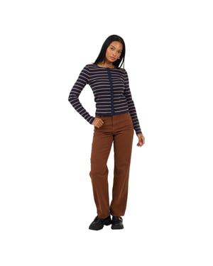 Brave Soul Para-jeans met middelhoge taille en rechte pijpen voor dames (Lichtbruin)