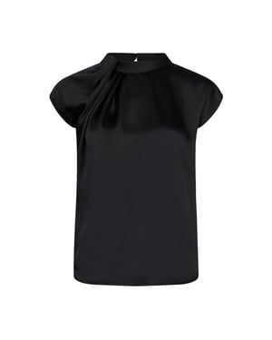 Neo Noir fleur drapy satin blouse 160990 100 black