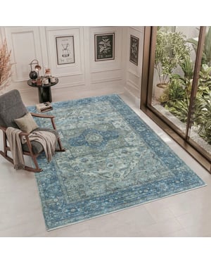 Muratap Vintage vloerkleed blue oasis groen multi wasbaar- 60x180 cm