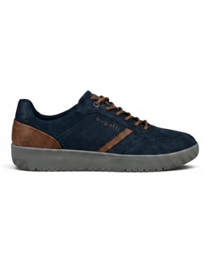 Bugatti Men's Navy Blue Leather Fashion Comfort Trainer Shoes - Llopart
