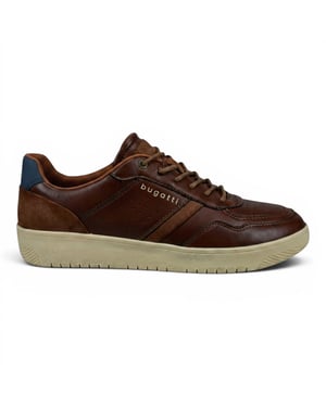Bugatti Men's Brown Leather Fashion Comfort Trainer Shoes - Llopart