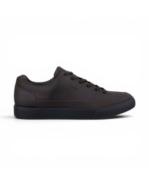 Ecco herrskor med bruna lädervattentäta sneakerskor - Soft 10