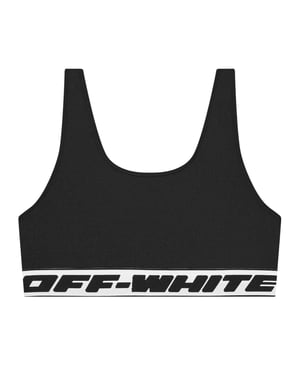 Off White Bikinitop met opschrift voor meisjes (Zwart)